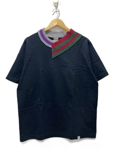 商品画像：リブニットドッキング/カットソー/2/コットン/BLK/無地/21SBM-T01231 1