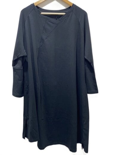 商品画像：m_mefu/首元アシメ/長袖ワンピース/40/コットン/BLK/07224089 1
