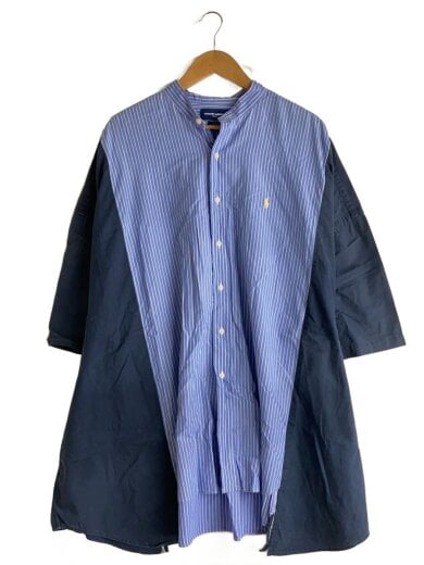 商品画像：リメイク/半袖シャツ/XL/コットン/BLU/ストライプ// 1
