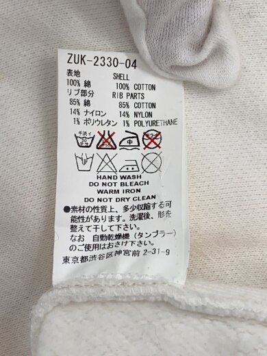 商品画像：スウェット/--/コットン/WHT/ZUK-2330-04// 5