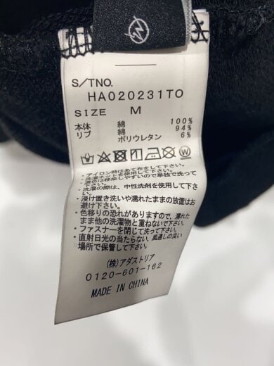 商品画像：ジップパーカー/M/コットン/BLK/無地/HA020231TO 5