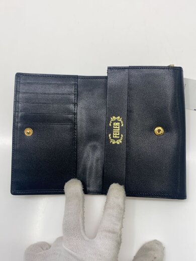 商品画像：2つ折り財布/フェイクレザー/BLK/花柄/レディース// 4