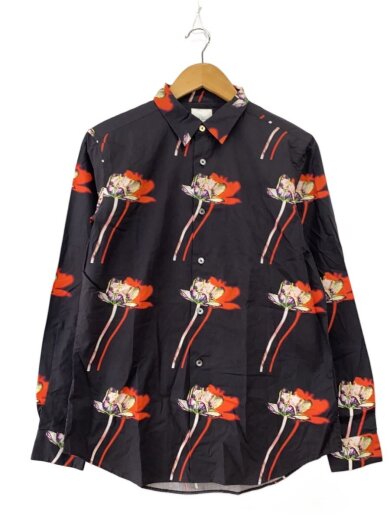 商品画像：長袖シャツ/M/コットン/BLK/花柄/PF-WR-87148// 1