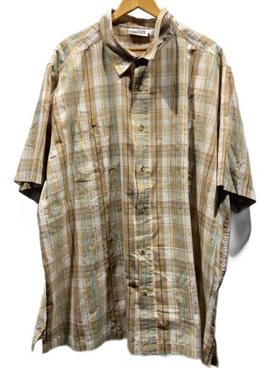 商品画像：S/半袖シャツ/3XL/コットン/BEG/チェック/79-6571-8 1