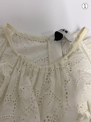 商品画像：半袖ワンピース/40/コットン/WHT/2242MDA134/首元ストラップ黄ばみあり// 9