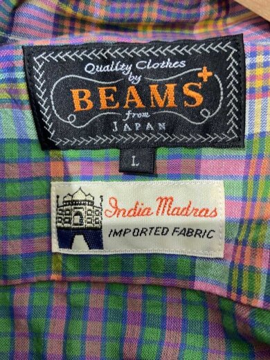 商品画像：Open Collar Madras/長袖シャツ/L/コットン/GRN/チェック/38-11-1926-139 3