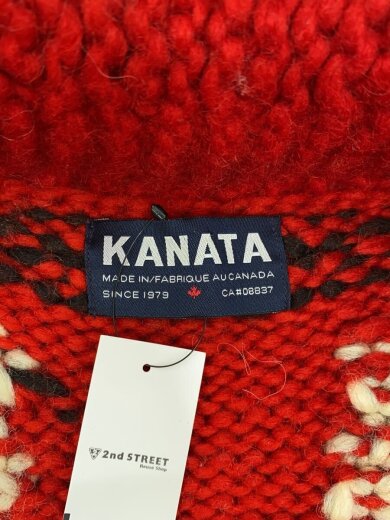 画像：KANATAカーディガン(厚手)/--/ウール/RED/総柄4