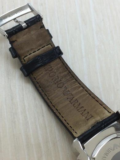 画像：EMPORIO ARMANIクォーツ腕時計/アナログ/レザーベルト/ブラック文字盤/BLK/AR-02636