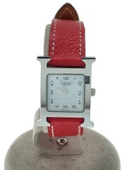 クォーツ腕時計/アナログ/レザー/WHT/RED/HH1.210/Hウォッチ