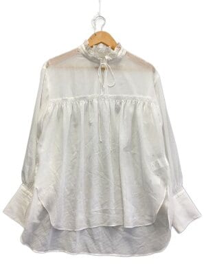 VIVIANO フリルブラウス ホワイト 長袖 VIVIANO フリルブラウス 