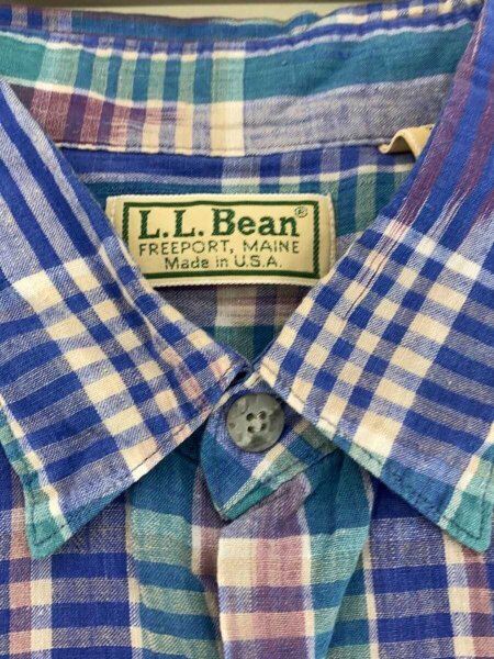 L.L.Bean(エルエルビーン) / 80s～90s/半袖シャツ/M/コットン/BLU 