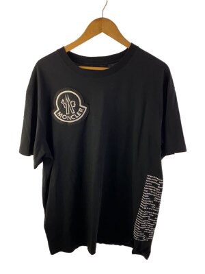 MONCLER◇メッセージプリントTシャツ/Lサイズ/コットン/ブラック