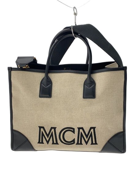 MCM(エムシーエム) / ロゴトートバッグ/コットン/GRY/CABO4 | 中古品の 