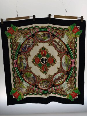 HERMES◆トライアングル ポワント ブロデ/ツイリー・オ・ブロック/スカーフ/シルク/IVO/レディース エルメス スカーフ トライアングル ポワント ブロデ