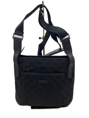 1円 ■美品■ GUCCI グッチ 001・3297 001364 ロゴ レザー シルバー金具 ハンドバッグ ショルダーバッグ 肩掛け ブラック D8004Ah GUCCI(グッチ) ⁄ 001・3297⁄ワンショルダーバッグ⁄スウェード⁄BLK⁄総柄