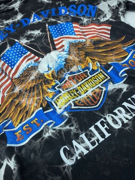 90s HARLEY-DAVIDSON Tシャツ ブラック タイダイ染め USA 【公式通販】