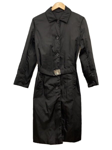 PRADA】ロゴバックルベルトナイロントレンチコート