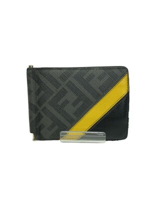 FENDI　フェンディ　マネークリップ　ズッカ　ダイアゴナル　イエローライン FENDI(フェンディ) / マネークリップ/ダイアゴナル゜/2つ折り財布