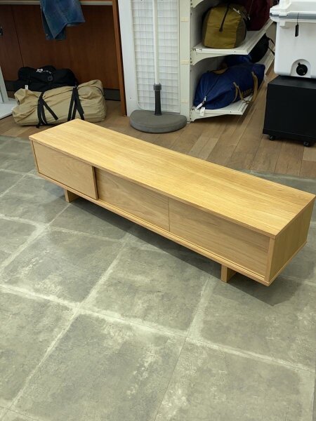 家具 無印良品 オーク材AVラック 薄型(引戸)