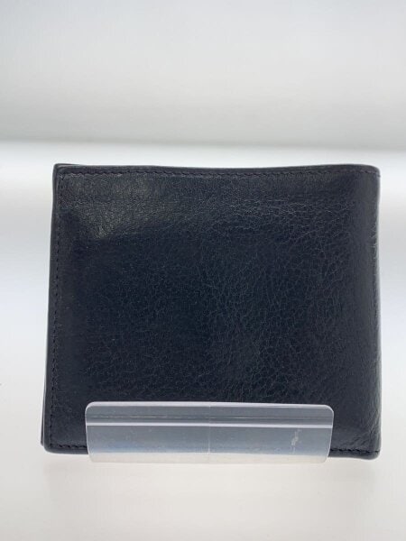 新品　イルビゾンテ　二つ折り財布　レザー　ブルーxブラック ロゴ　レザー　牛革 IL BISONTE（イルビゾンテ） 二つ折り財布 小銭入れ付き ブラック