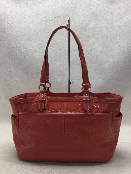 COACH】コーチ ショルダーバッグ シグネチャー レザー エナメル レッド 