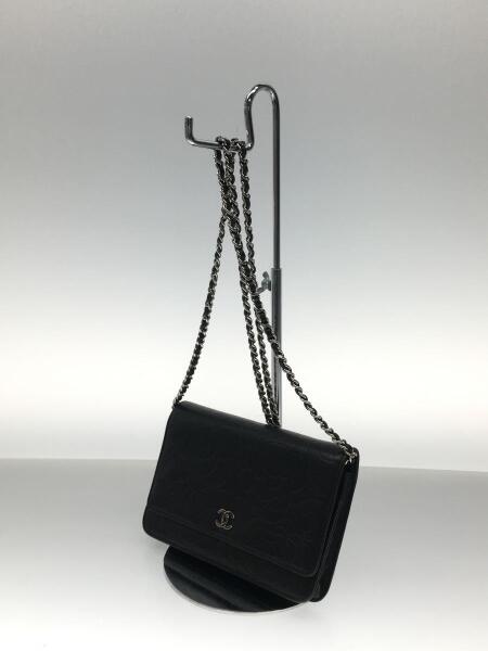 CHANEL(シャネル) / カメリアチェーンウォレット/山羊革/BLK/花柄 