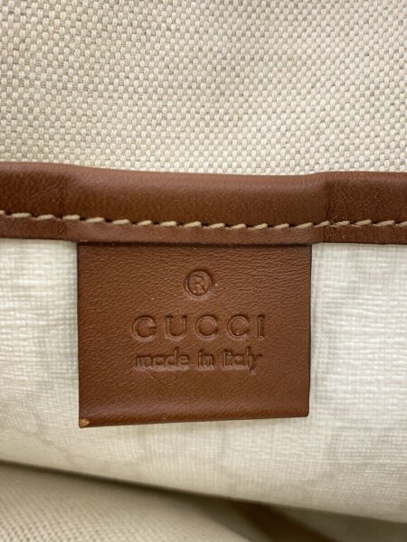 GUCCI(グッチ) / GG柄/ブラウンレザーパイピングトートバッグ/レザー 