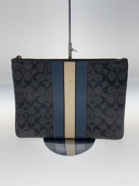 【即決】COACH コーチ F26071 クラッチバッグ シグネチャー グレー系 [240001285415]【中古】メンズ COACH - コーチ シグネチャー ストライプ クラッチバッグ セカンド
