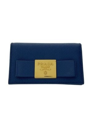 PRADA(プラダ) / サフィアーノ/カードケース/レザー/ブルー/ゴールド