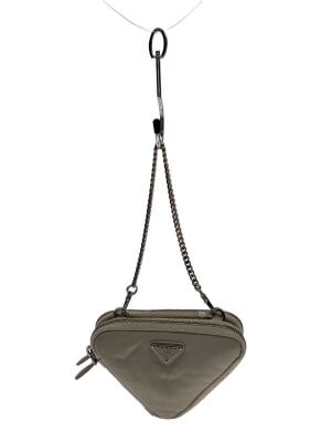 PRADA プラダ サフィアーノ トライアングルロゴ ショルダーバッグ グレー 2VD065 2FAD F0572 ICチップ レディース【中古】【美品】 PRADA - PRADA プラダ サフィアーノ トライアングルロゴ ショルダー