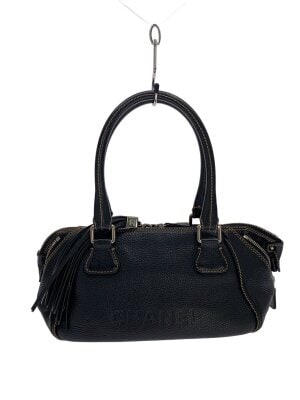 CHANEL / チョコバー/ココマーク/ラムスキン/ハンドバッグ/レザー/BLK/角ダメージ有/所々擦れ// CHANEL(シャネル) / チョコバー/ココマーク/ラムスキン/ハンドバッグ