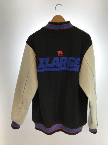 X-LARGE(エクストララージ) / 袖レザー切替スタジャン/L/ウール/BLK 
