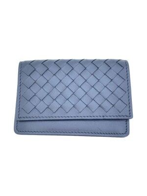 未使用級】ボッテガヴェネタ　小銭入れ　ケース　マキシイントレチャート　青系 極美品】ボッテガヴェネタ マキシイントレチャート レザー 長財布 青