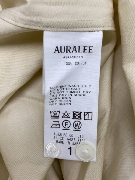 AURALEE(オーラリー) / 長袖シャツ/1/コットン/アイボリー/無地