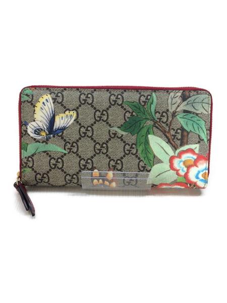 GUCCI(グッチ) / 長財布/レザー/GRY/総柄/レディース//ティアン/ジップ 