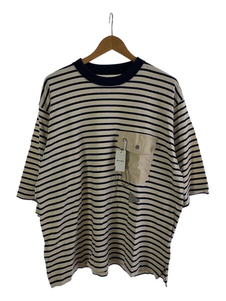 and wander / Tシャツ/L/コットン/WHT/ボーダー/574-4184305/STRIPE POCKET H/S T and wander(アンドワンダー) / STRIPE POCKET H/S Tシャツ/XL/コットン