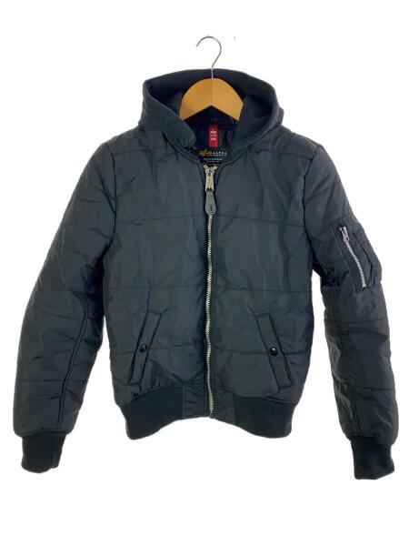 美品　ALPHA INDUSTRIES　ナイロンフライトジャケット　フード　黒 ALPHA INDUSTRIES(アルファインダストリーズ) / フード付フライト