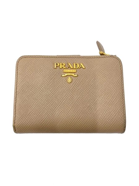 PRADA(プラダ) / 2つ折り財布/レザー/BEG/無地/レディース/1ML018 