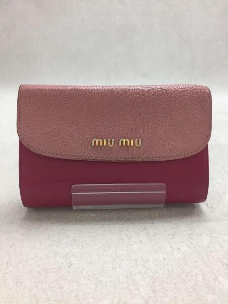 MIU MIU(ミュウミュウ) / バイカラーフラップ2つ折り財布/レザー/PNK 