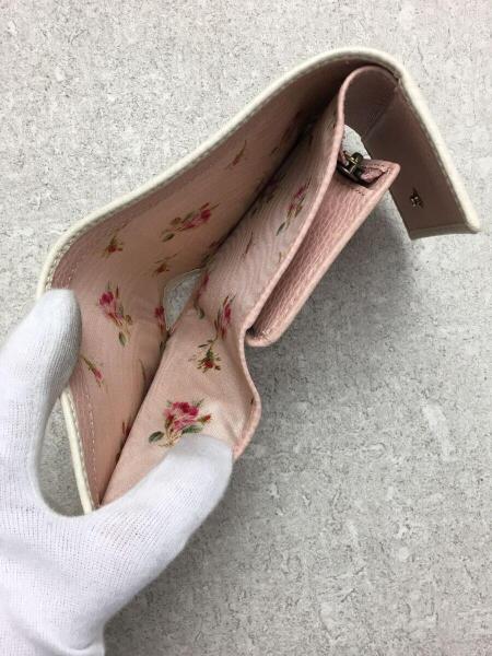 GUCCI◆3つ折り財布/レザー/WHT/524294 GUCCI グッチ GGマーモント 三つ折り財布 ピンクベージュ レザー