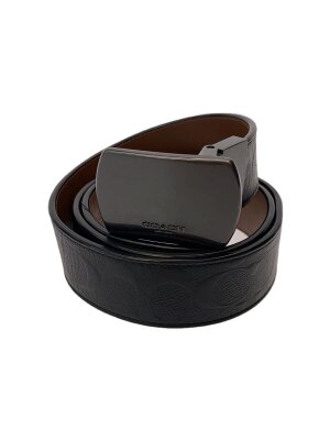 COACH◆遊革欠品/ベルト/レザー/BLK/メンズ// [コーチ] ベルト メンズ リバーシブル ベルトカット可能 レザー ブラック×ブラウン系ダーク サドル 91305-qblvw [並行輸入品]