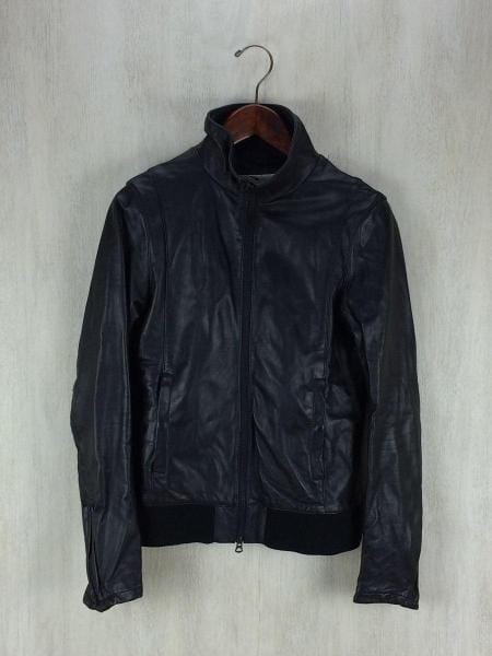 日本製 牛革◆シャマ ｓｈａｍａ レザージャケット 黒 Ｓ◆ライダース革ブルゾン shama - 【shama】 シャマ レザー ジャケット ブルゾン ライダース 黒