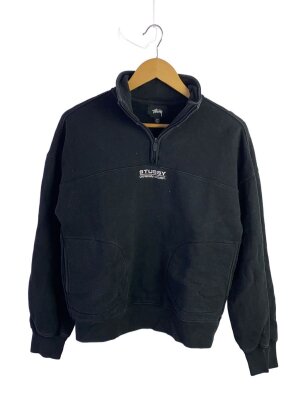 STUSSY(ステューシー) / ハーフジップスウェット/M/コットン/BLK