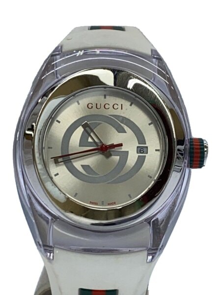 GUCCI(グッチ) / クォーツ腕時計/アナログ/ラバー/SLV/WHT/137.3