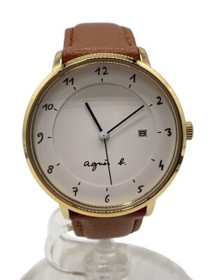 agnes b.(アニエスベー) / ソーラー腕時計/アナログ/レザー/WHT/NVY