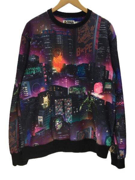 BAPE スウェット NEON TOKYO CREWNECK エイプ L