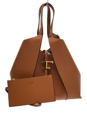 TOD’S / ダブルT/2WAY/ハンドバッグ/レザー/BLK/無地/角擦れ有 TOD'S(トッズ) / ダブルT/2WAY/ハンドバッグ/レザー/BLK/無地/角擦れ有