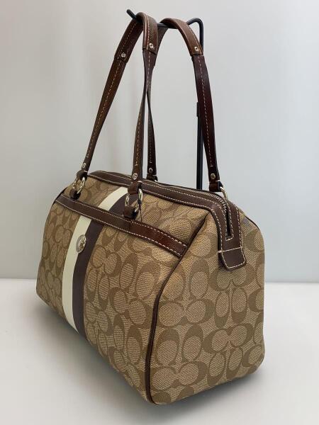 美品 COACH ハンドバッグ ミニボストン シグネチャー チャーム付 PVC COACH(コーチ) / シグネチャー/ミニボストンバッグ/PVC/BRW/総柄