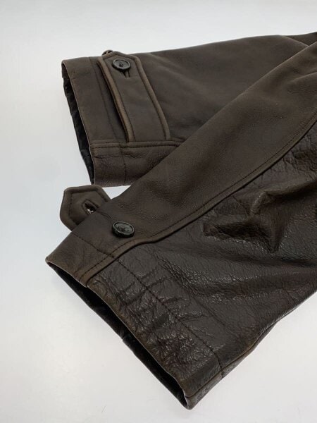 EDDIE BAUER(エディーバウアー) / 襟ボアレザーコート/L/牛革/BRW