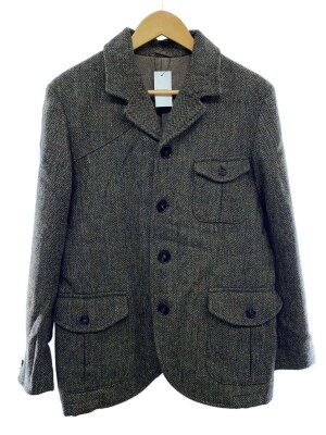HARRIS TWEED(ハリスツイード) / UK製/レザー切替/ベスト/M/ウール/BEG